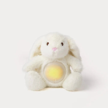 Zachte konijnenknuffel van Creasowl met ingebouwd nachtlampje en slaapgeluiden, 25 cm groot, voor rustgevende baby slaaptraining