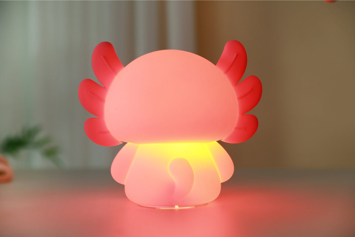 Siliconen Axolotl Nachtlampje – Zacht Kinderkamer LED Nachtlampje (10 x 13,2 x 16 cm) – Schattige Axolotl Lamp & Uniek Cadeau
