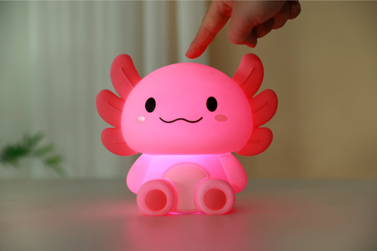 Siliconen Axolotl nachtlampje van Creasowl, schattige kinderlamp met zacht LED-licht, perfecte kamerdecoratie of cadeau