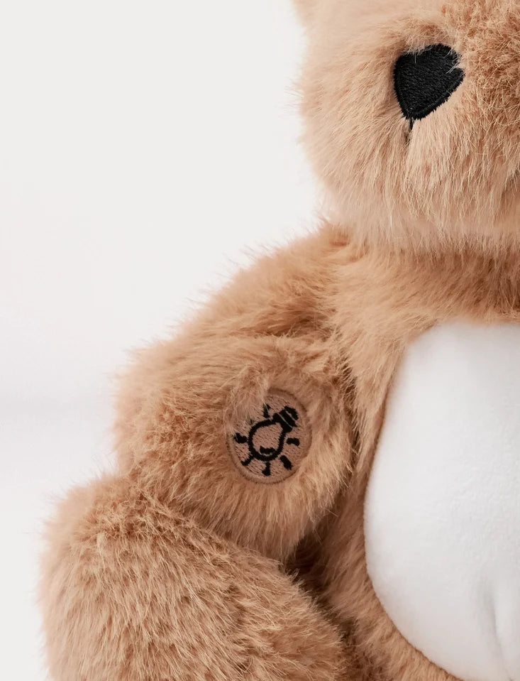 Zachte teddybeer knuffel met nachtlampje en slaapgeluiden voor baby's, 25 cm, Creasowl, rustgevende slaaptrainer voor jonge kinderen