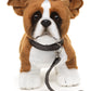 Pluche Boxer Puppy Knuffel met Halsband & Riempje (30 cm) – Realistische Hond – 100% Gecyclde Vulling & Wasbaar