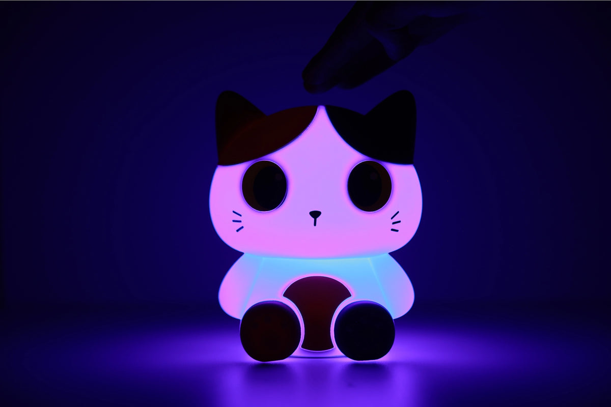 Oranje siliconen kat nachtlampje van Creasowl, zacht LED-licht voor kinderkamer, schattig en sfeervol sfeerlicht.