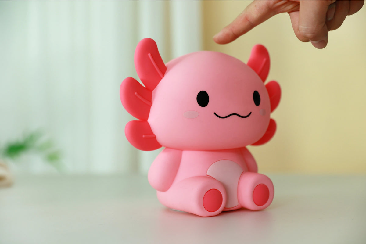 Siliconen Axolotl Nachtlampje – Zacht Kinderkamer LED Nachtlampje (10 x 13,2 x 16 cm) – Schattige Axolotl Lamp & Uniek Cadeau