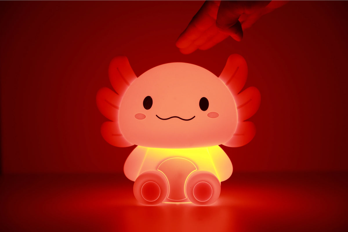 Siliconen Axolotl Nachtlampje – Zacht Kinderkamer LED Nachtlampje (10 x 13,2 x 16 cm) – Schattige Axolotl Lamp & Uniek Cadeau