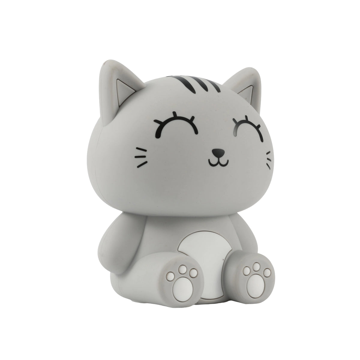 Siliconen Kat Nachtlampje Grijs – Zacht Kinderkamer LED Nachtlampje (10 x 13,2 x 16 cm) – Schattig Cadeau & Sfeerverlichting