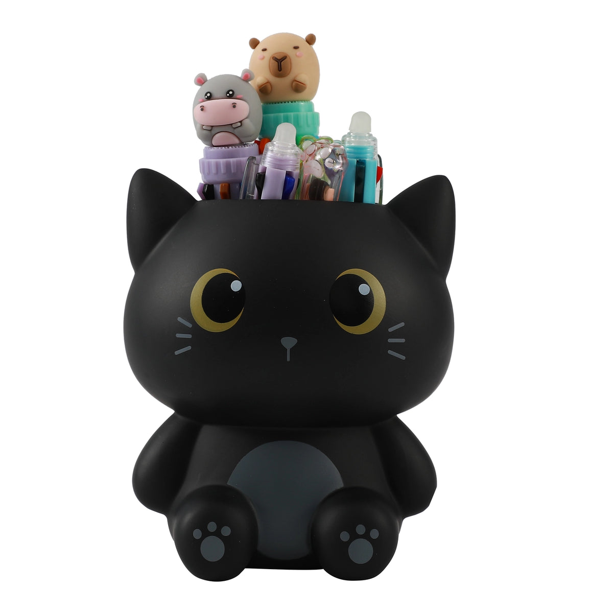 3D Zwarte Kat Pennenhouder – Stijlvolle Bureau Organizer & Potloodhouder (8 x 10 x 11,5 cm) – Uniek Katten Cadeau voor Kantoor & Studeerplek