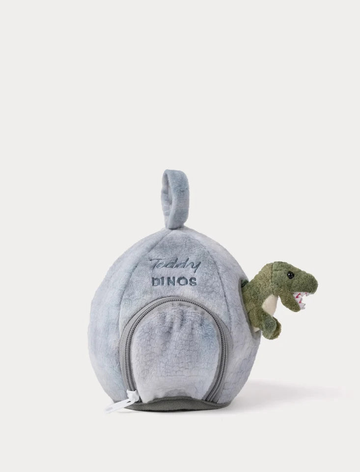 Zacht dinosaurus ei met drie pluche dino's van Creasowl, 20 cm grote magische speel- en knuffelset met kleurrijke dino's
