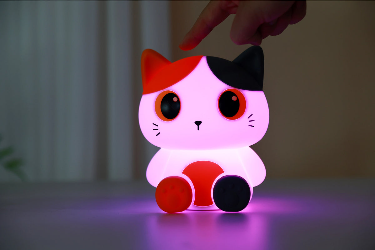 Oranje siliconen nachtlampje van Creasowl voor kinderen, zacht LED licht, schattig en sfeervol voor de kinderkamer