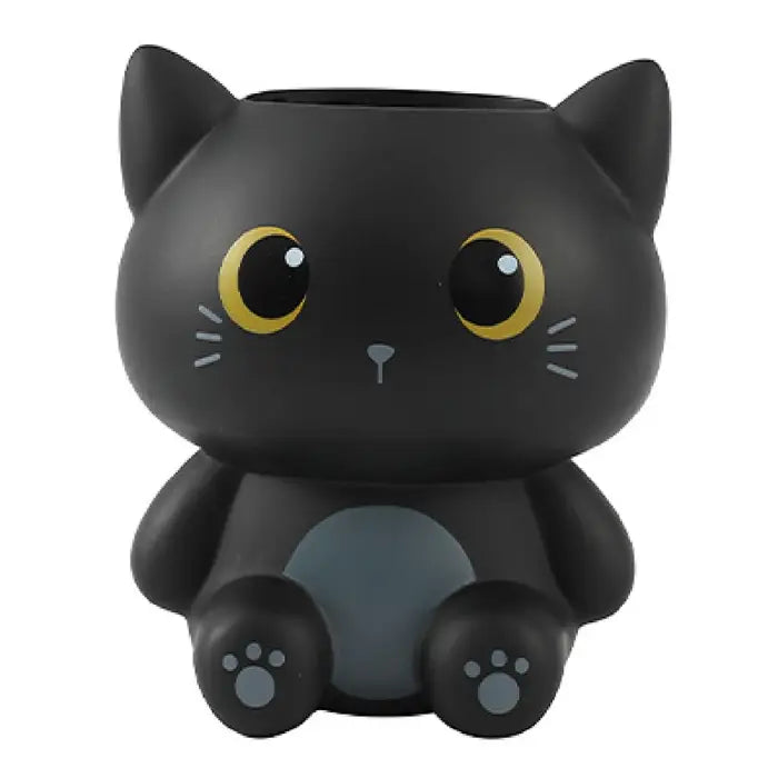 3D Zwarte Kat Pennenhouder – Stijlvolle Bureau Organizer & Potloodhouder (8 x 10 x 11,5 cm) – Uniek Katten Cadeau voor Kantoor & Studeerplek
