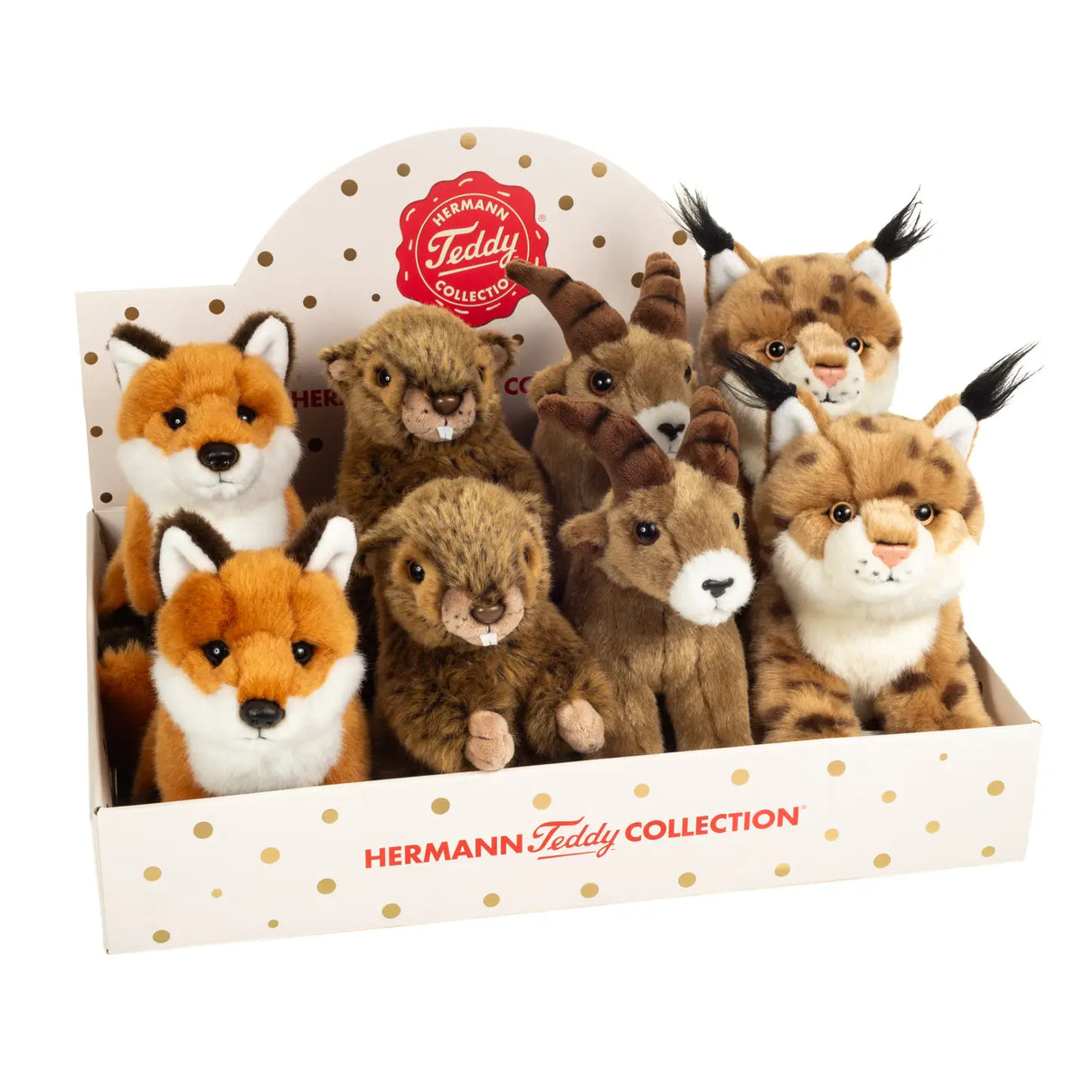 Teddy-Hermann Bergdieren Pluche Knuffel (16 cm) – 4 Varianten – Zacht Bergdier Knuffeltje – Veilig & Wasbaar Speelgoed