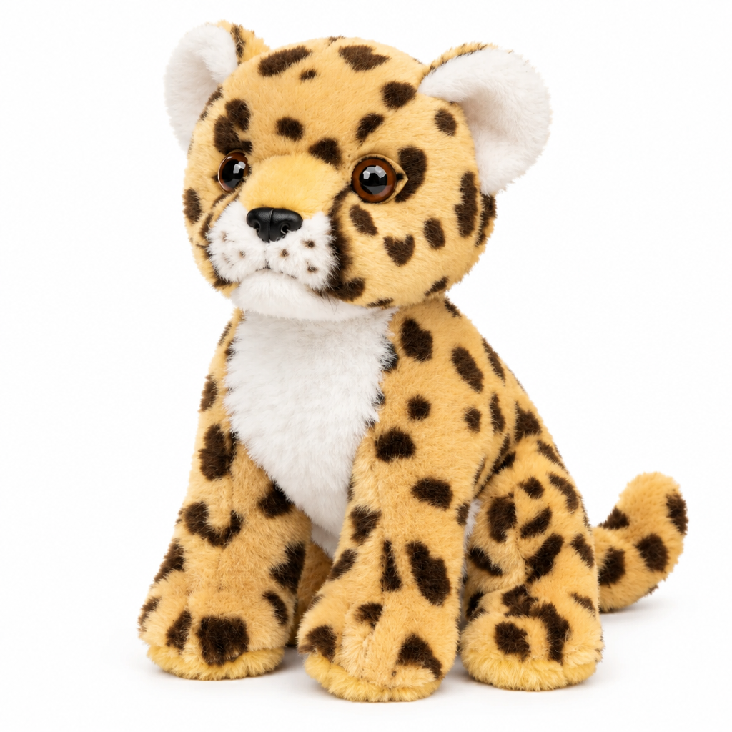 Pluche Cheetah Welp Knuffel Zittend (18 cm) – Realistisch Jachtluipaard Baby – Duurzame 100% Gecyclde Vulling