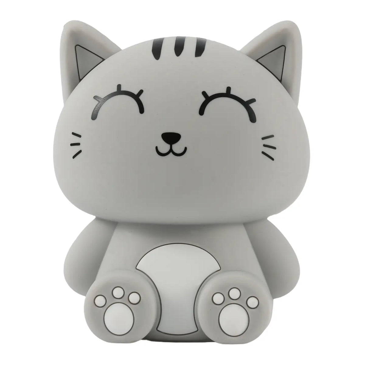 Siliconen Kat Nachtlampje Grijs – Zacht Kinderkamer LED Nachtlampje (10 x 13,2 x 16 cm) – Schattig Cadeau & Sfeerverlichting