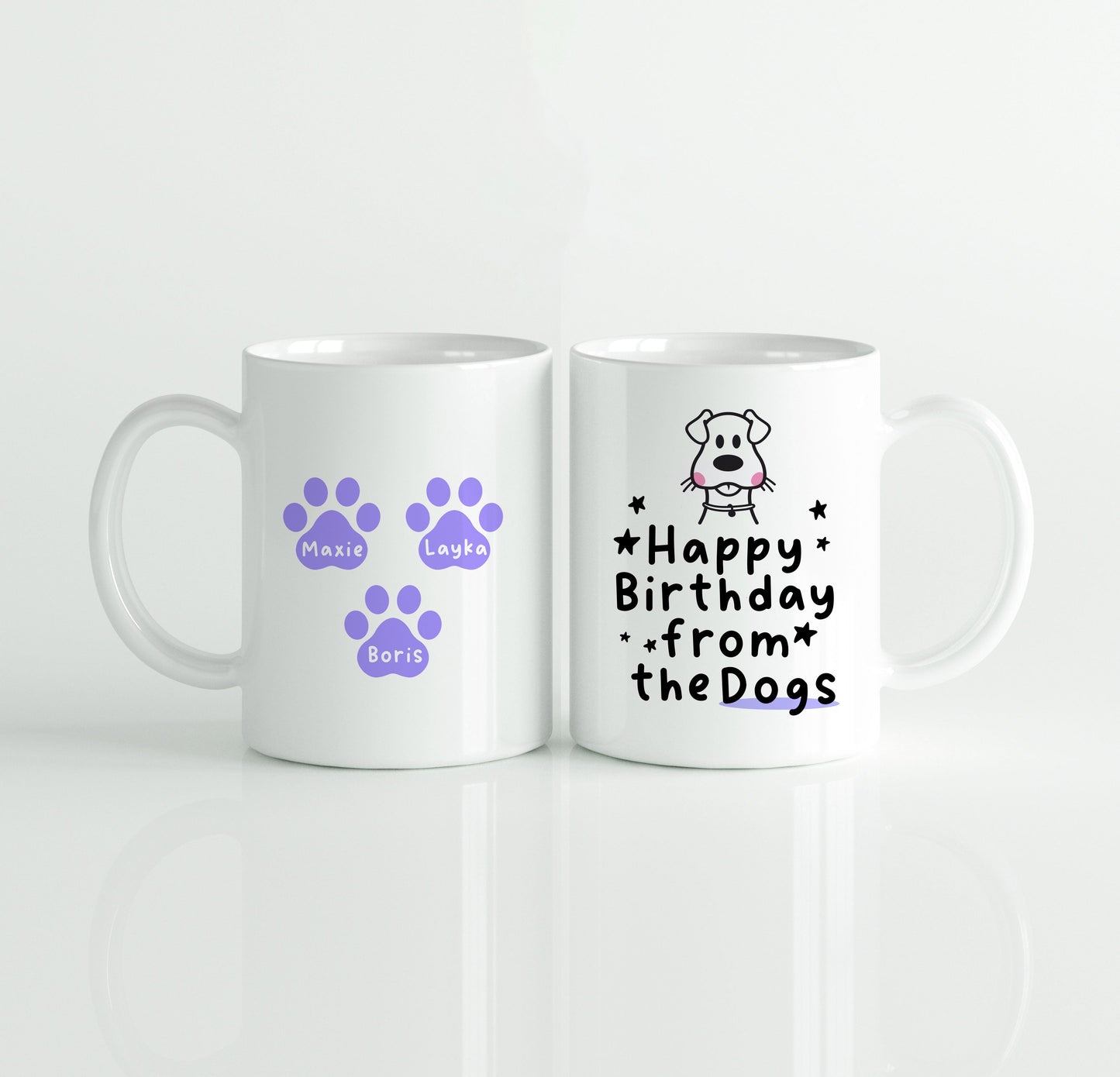 Gepersonaliseerde Honden mok met Namen – “Happy Birthday from the Dogs” – Uniek Cadeau voor Hondenliefhebbers Creasowl