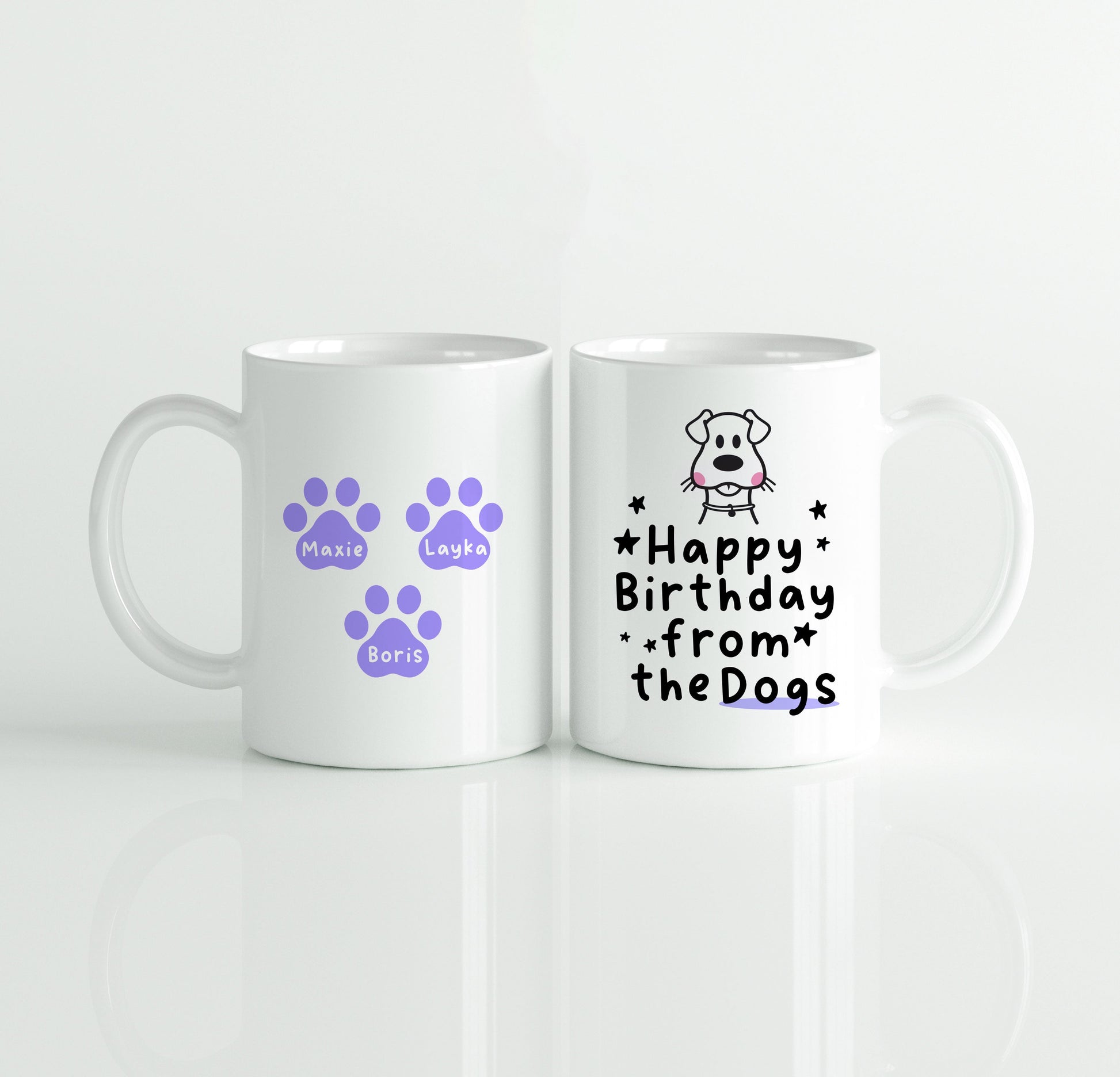 Gepersonaliseerde Honden mok met Namen – “Happy Birthday from the Dogs” – Uniek Cadeau voor Hondenliefhebbers Creasowl