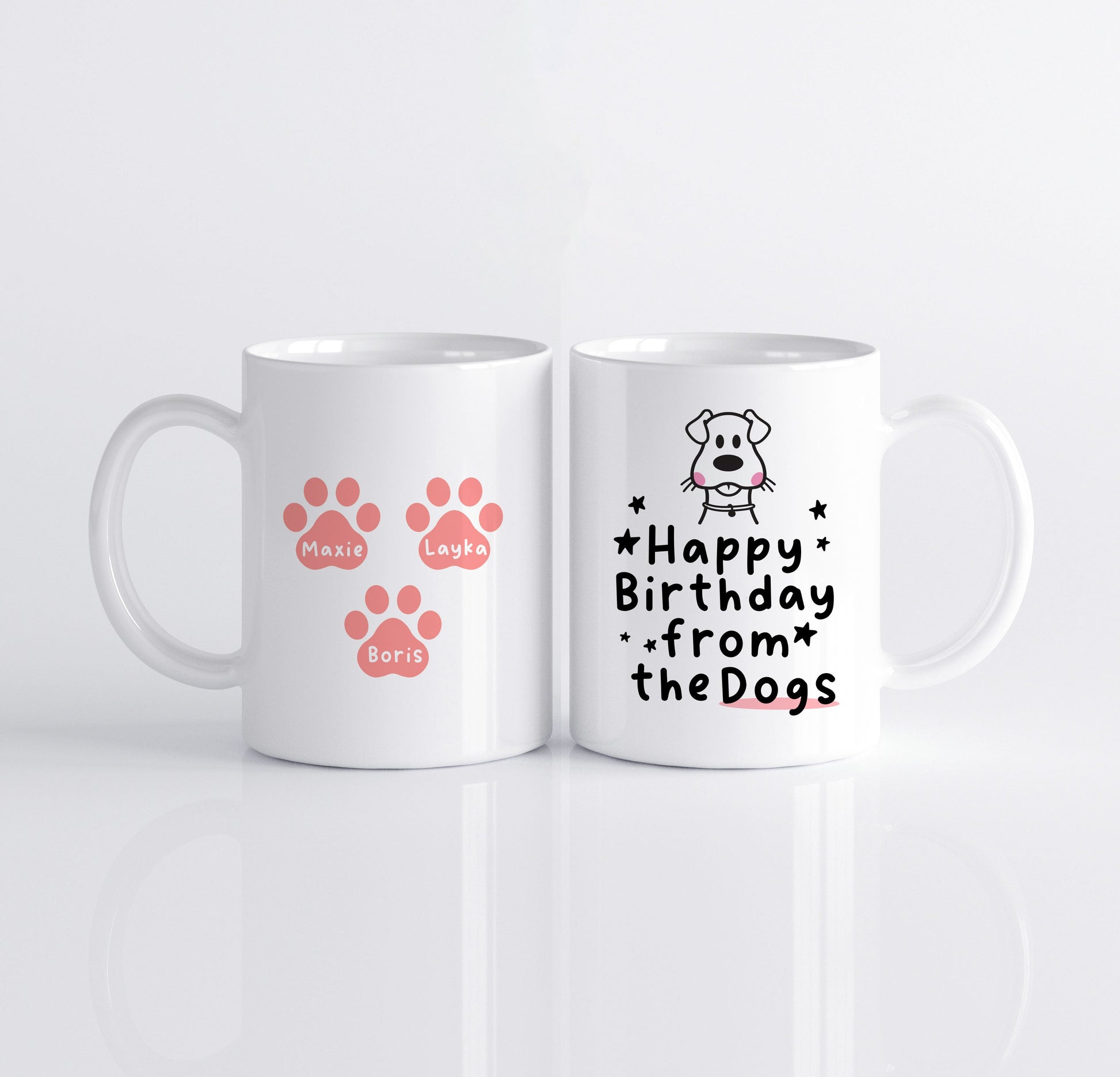 Gepersonaliseerde Honden mok met Namen – “Happy Birthday from the Dogs” – Uniek Cadeau voor Hondenliefhebbers Creasowl