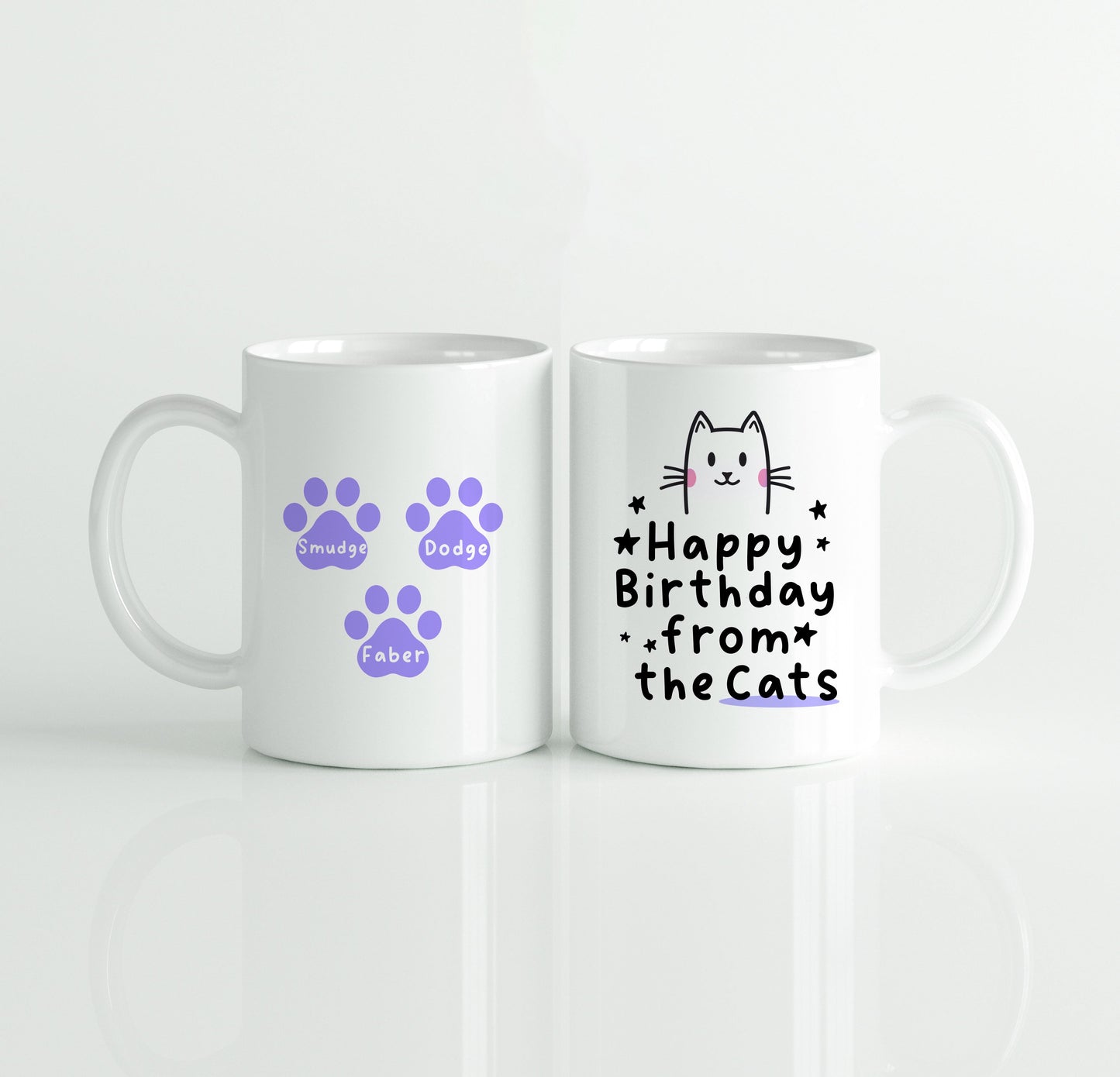 Gepersonaliseerde Kattenmok met Namen – “Happy Birthday from the Cats” – Uniek Cadeau voor Kattenliefhebbers Creasowl