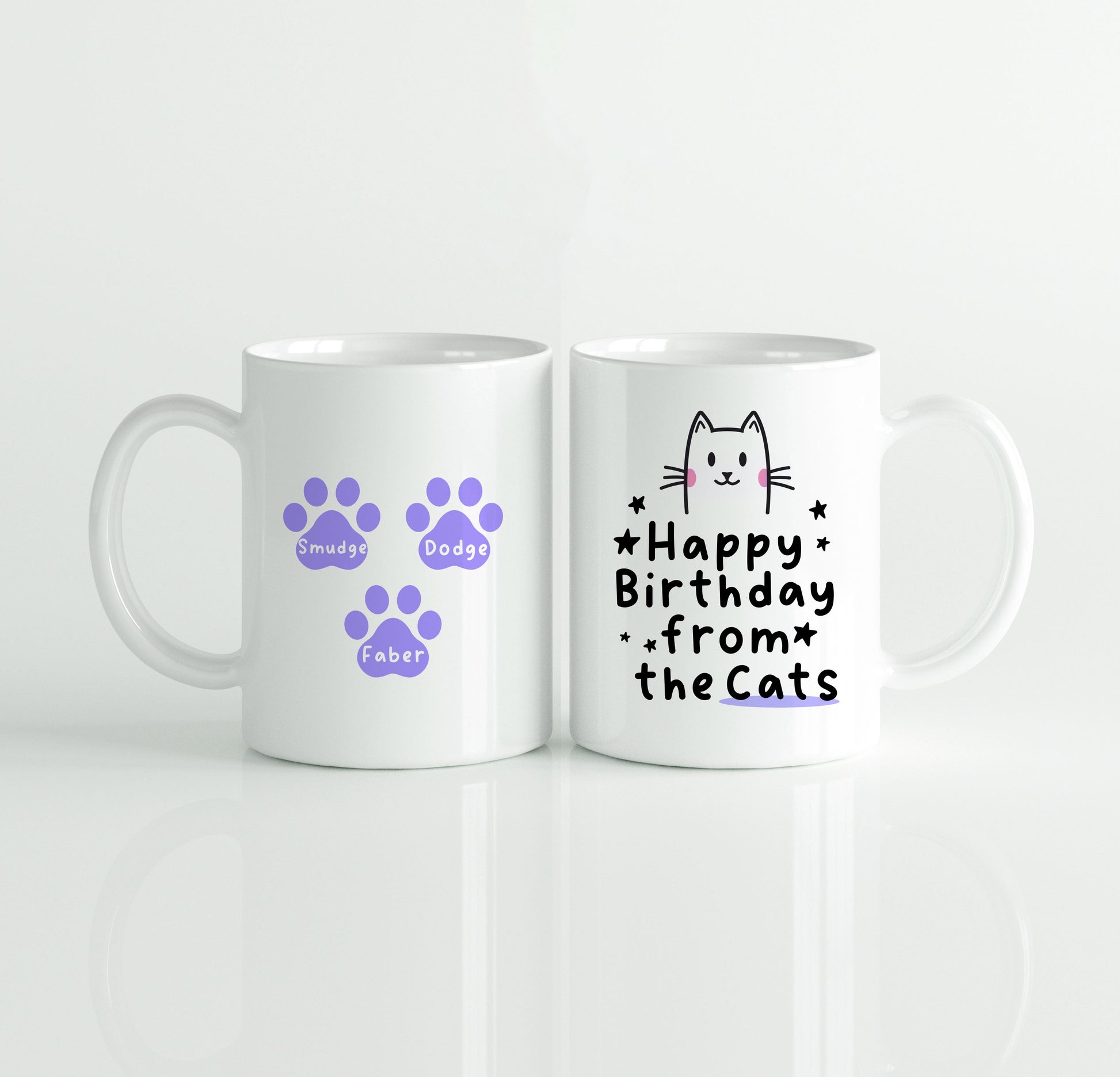 Gepersonaliseerde Kattenmok met Namen – “Happy Birthday from the Cats” – Uniek Cadeau voor Kattenliefhebbers Creasowl