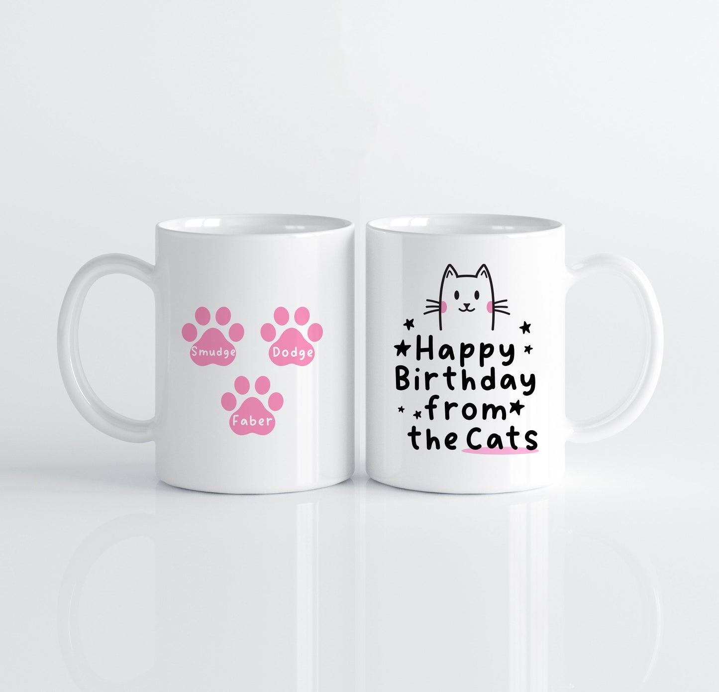 Gepersonaliseerde Kattenmok met Namen – “Happy Birthday from the Cats” – Uniek Cadeau voor Kattenliefhebbers Creasowl