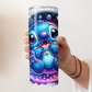 Stitch Space Tumbler 600ml – Met Deksel & Herbruikbaar Metalen Rietje – Galaxy D