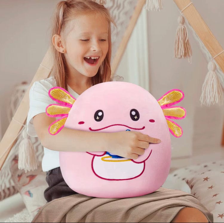 Axolotl Knuffel Roze 30 cm – Squishy Pluche Knuffeldier