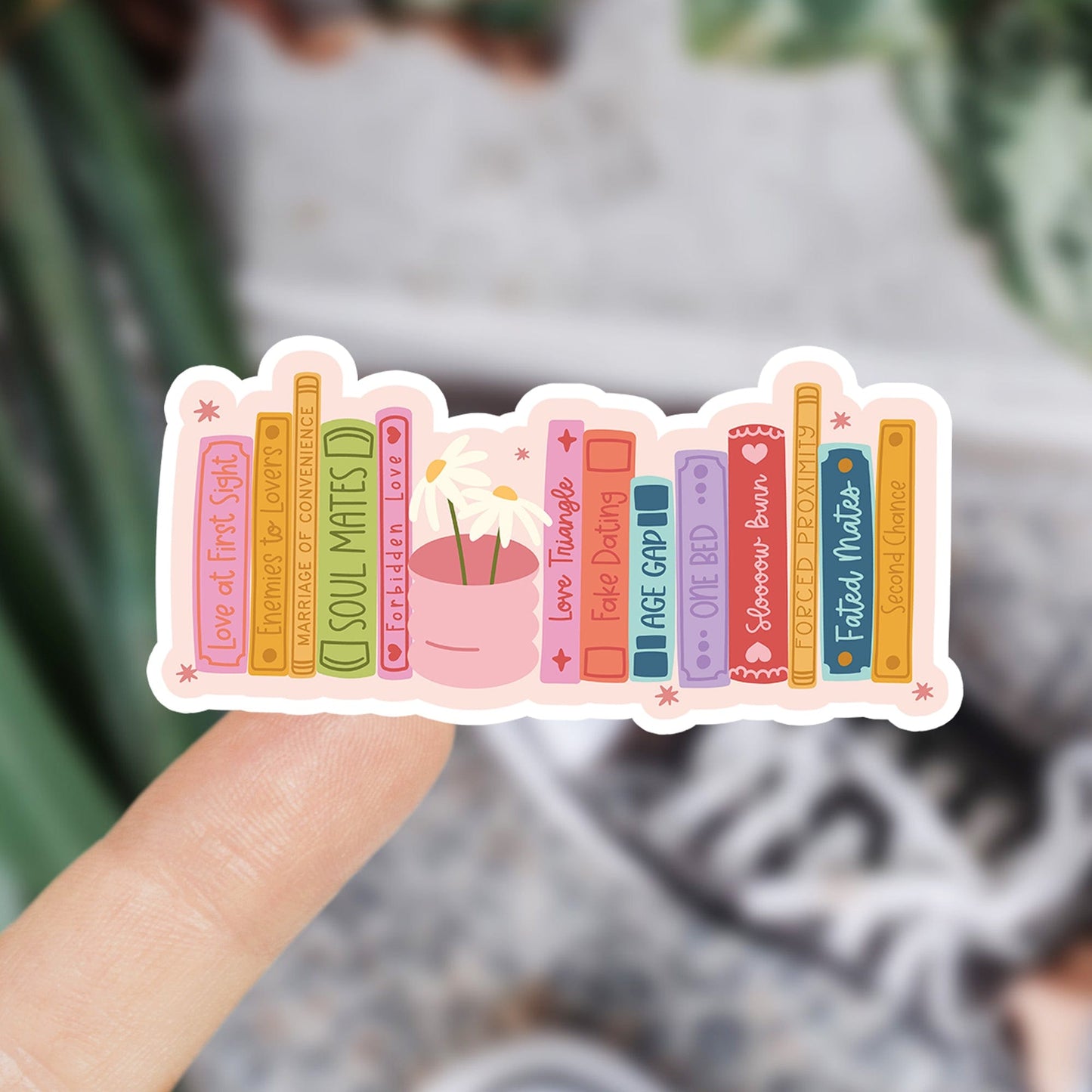 Boekenverzameling waterdichte vinyl sticker