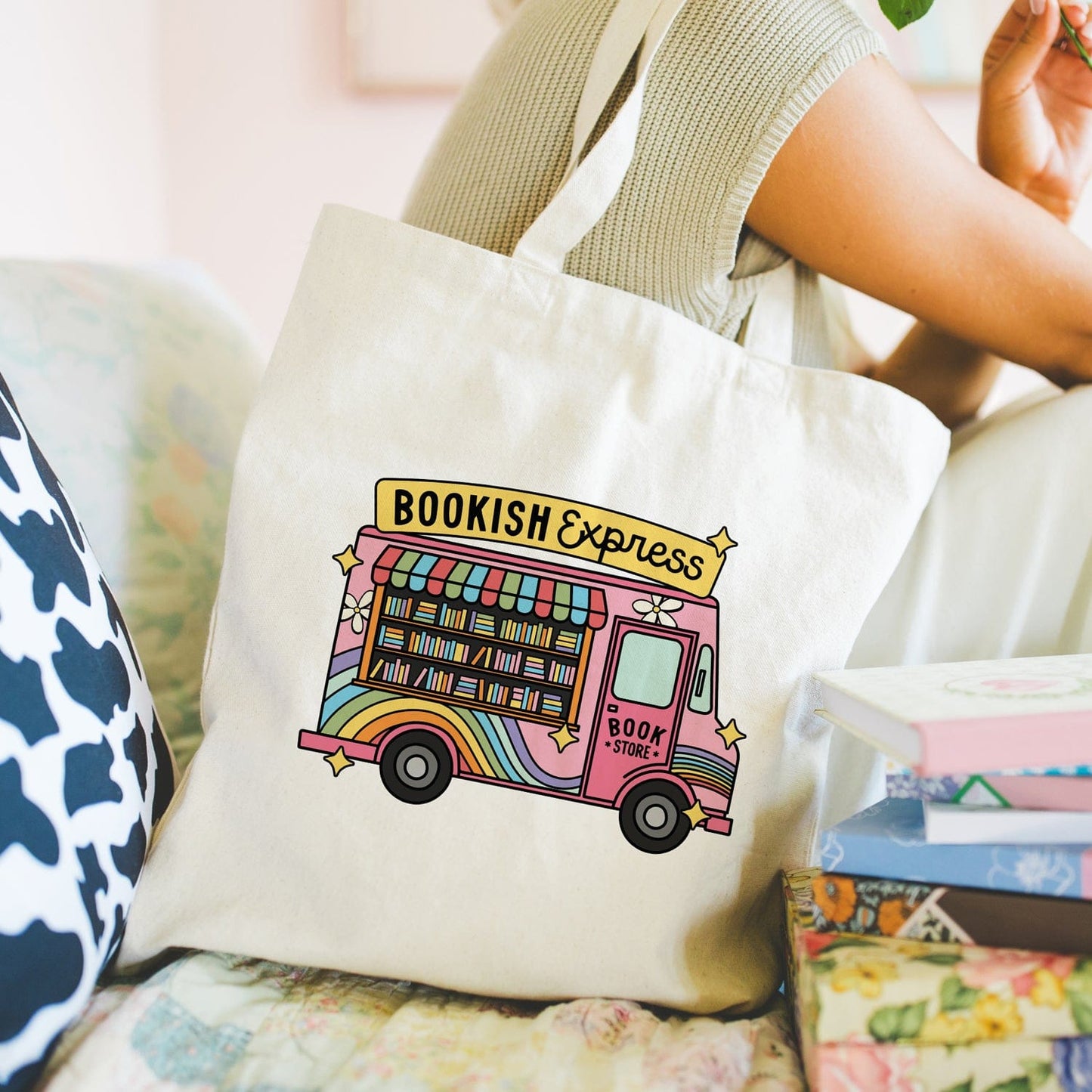 Bookish Express tote bag - Boodschappentas 38 x48 cm - Polylinnen