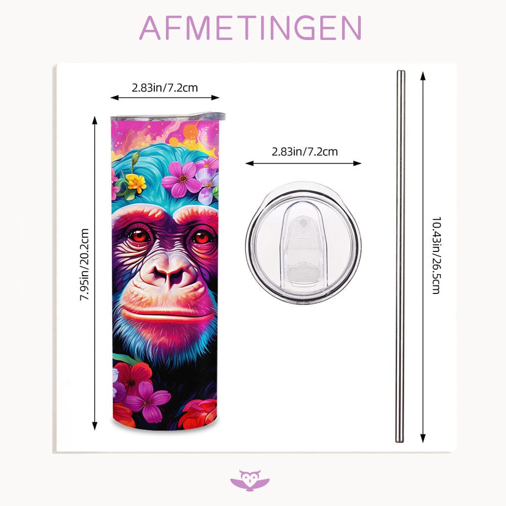 Chimpansee met felle kleuren tumbler - Breng kleur in je dag!