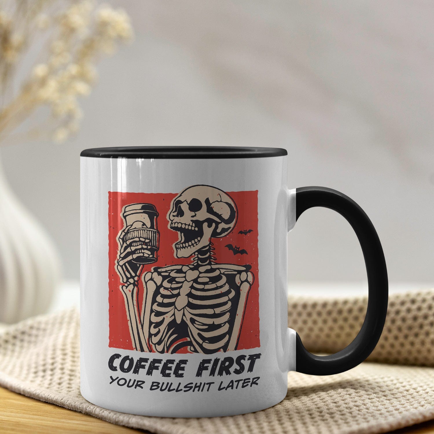 Coffee first koffiemok met spreuk