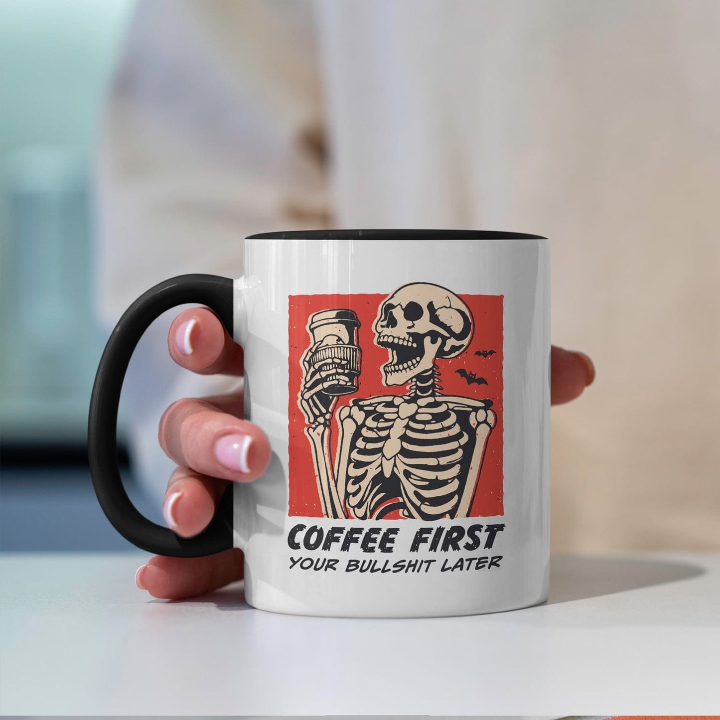Coffee first koffiemok met spreuk