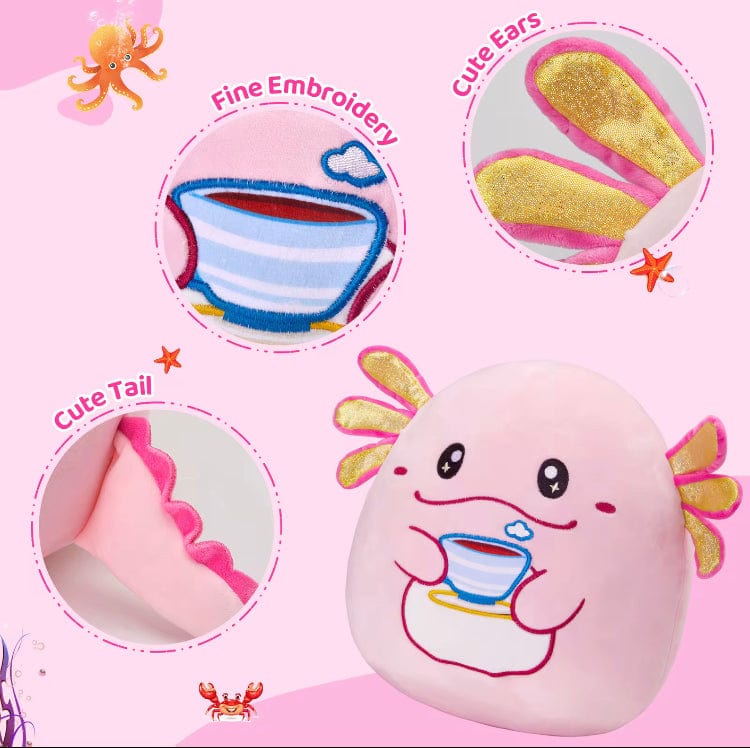Creasowl Axolotl Knuffel Roze 30 cm – Squishy Pluche Knuffeldier