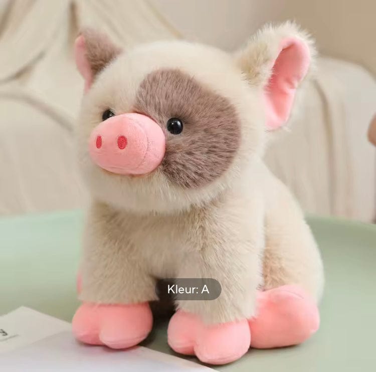 Creasowl Beige / 20cm Schattige Piggy Knorretje Knuffel 🐷 - Hoge Kwaliteit, Pluizige Zithouding – Warm & Cosy Speelgoed