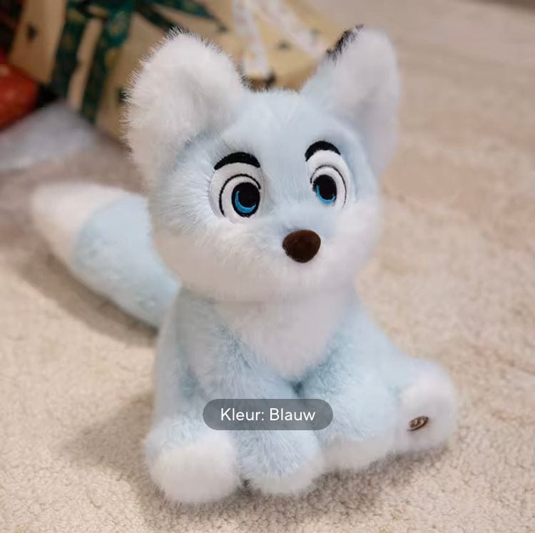 Creasowl Blauw Cartoon Lichtgevende Vos Knuffel 🦊 - Zachte LED Plush Pop – 26cm