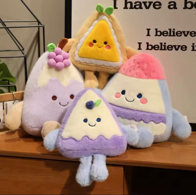 Creasowl Cartoon Fruitcake Pluche Kussen 35 cm - Schattige Knuffel Aardbei, Druif, Mango & Bosbessen