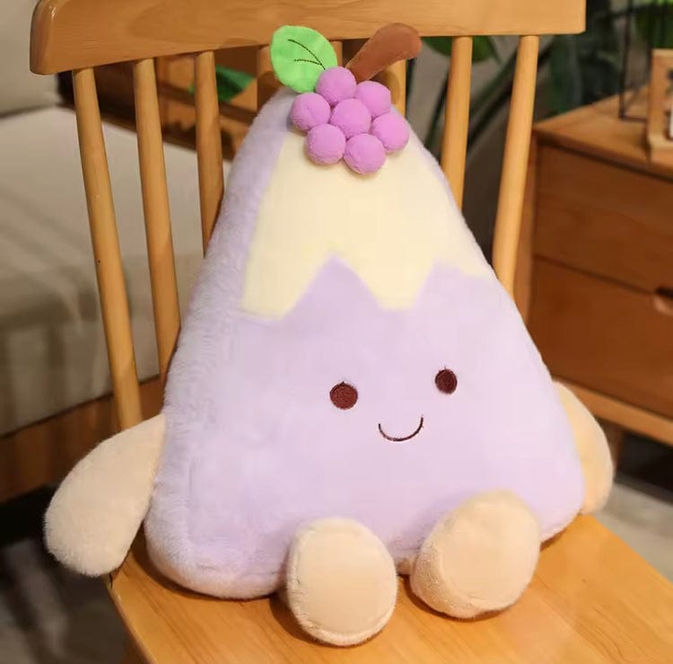 Creasowl Cartoon Fruitcake Pluche Kussen 35 cm - Schattige Knuffel Aardbei, Druif, Mango & Bosbessen