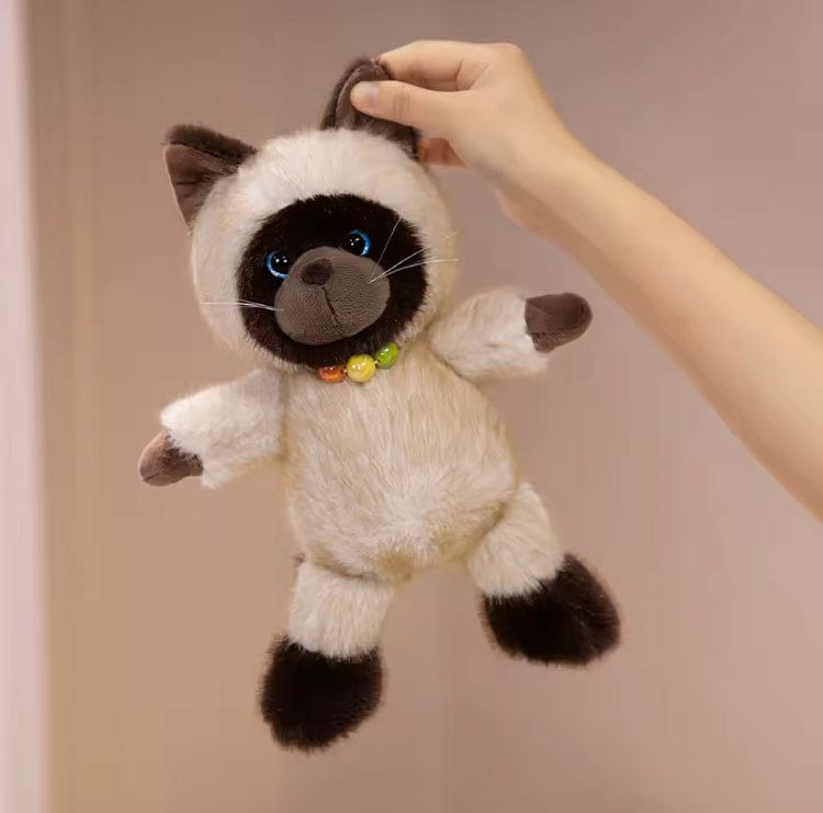 Creasowl Cartoon Siamese Katten Knuffel – Schattige Kawaii Kat Knuffel | Pluche Speelgoed & Cadeau