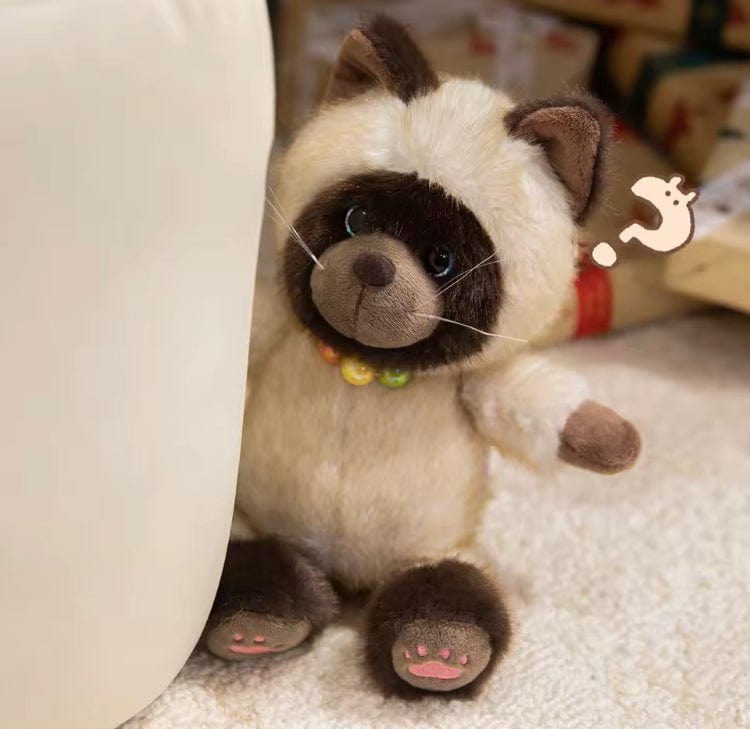 Creasowl Cartoon Siamese Katten Knuffel – Schattige Kawaii Kat Knuffel | Pluche Speelgoed & Cadeau