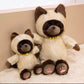 Creasowl Cartoon Siamese Katten Knuffel – Schattige Kawaii Kat Knuffel | Pluche Speelgoed & Cadeau