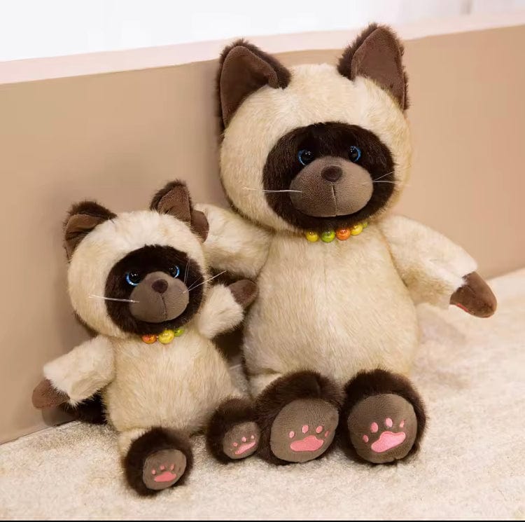 Creasowl Cartoon Siamese Katten Knuffel – Schattige Kawaii Kat Knuffel | Pluche Speelgoed & Cadeau