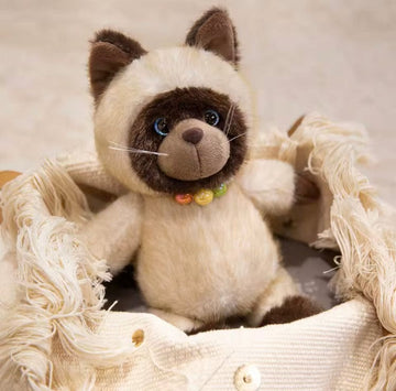 Creasowl Cartoon Siamese Katten Knuffel – Schattige Kawaii Kat Knuffel | Pluche Speelgoed & Cadeau