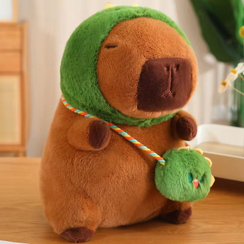 Creasowl Dinosaurus Capybara Knuffel – Schattige Capybara met Mutsje en Tasje - 25cm