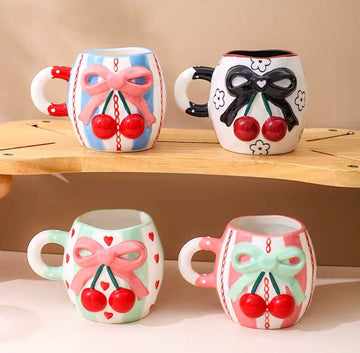 Creasowl Drinkware 3D Strikjes Mok – Schattige Keramische Mok in 4 Kleuren