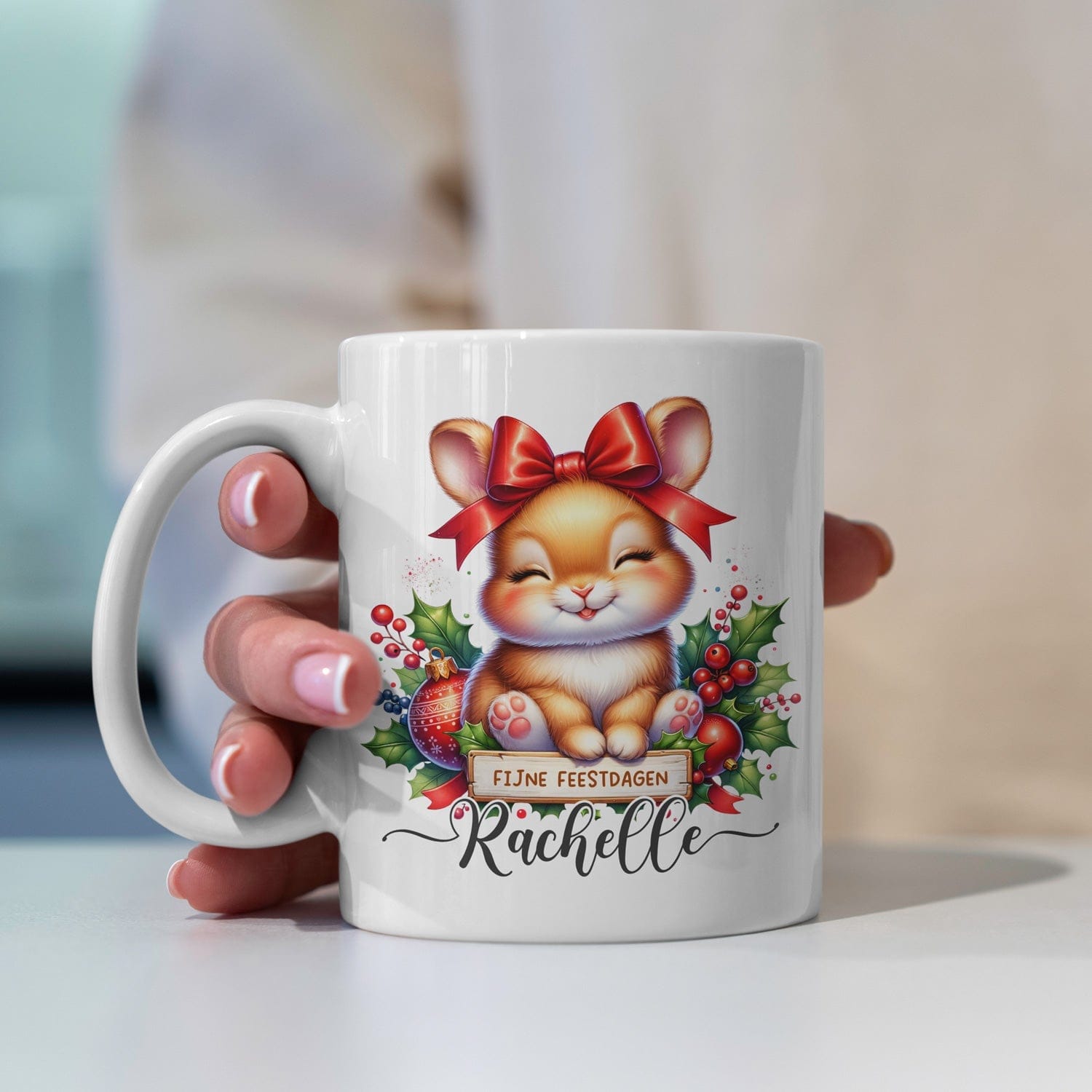 Creasowl Gepersonaliseerde Kerstmok Konijn 325ml