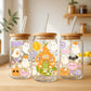 Creasowl Ghost Pumpkin Cottage Glazen Beker 500 ml met Deksel & Glazen Rietje
