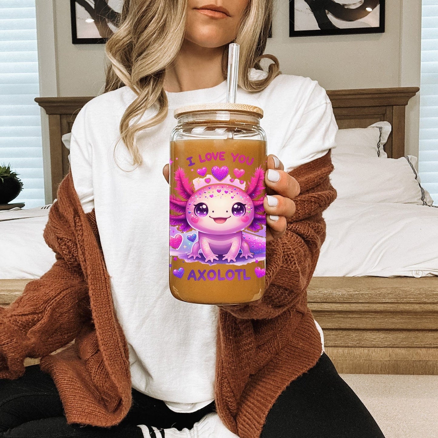 Creasowl Glazen Koffiebeker met Axolotl Design – 500ml