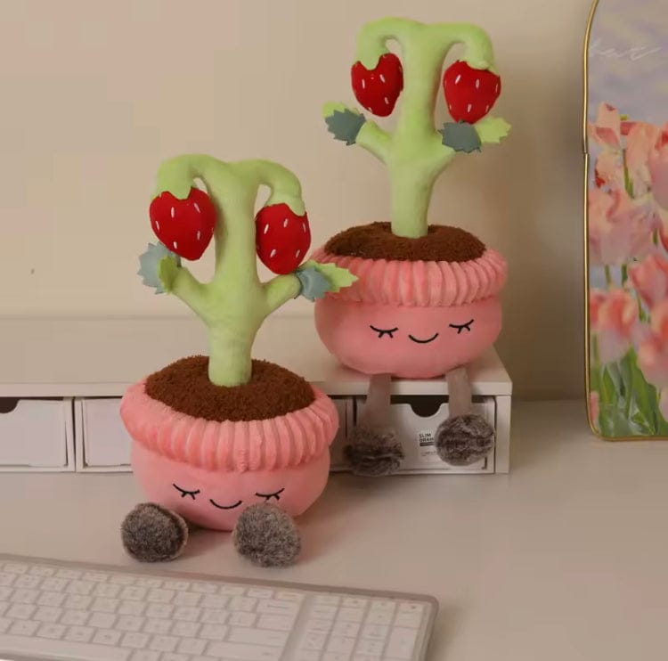 Creasowl Grappige Aardbei Potplant Knuffel 🍓 - Zachte Cartoon Fruit - Cute Decor & Kerstcadeau
