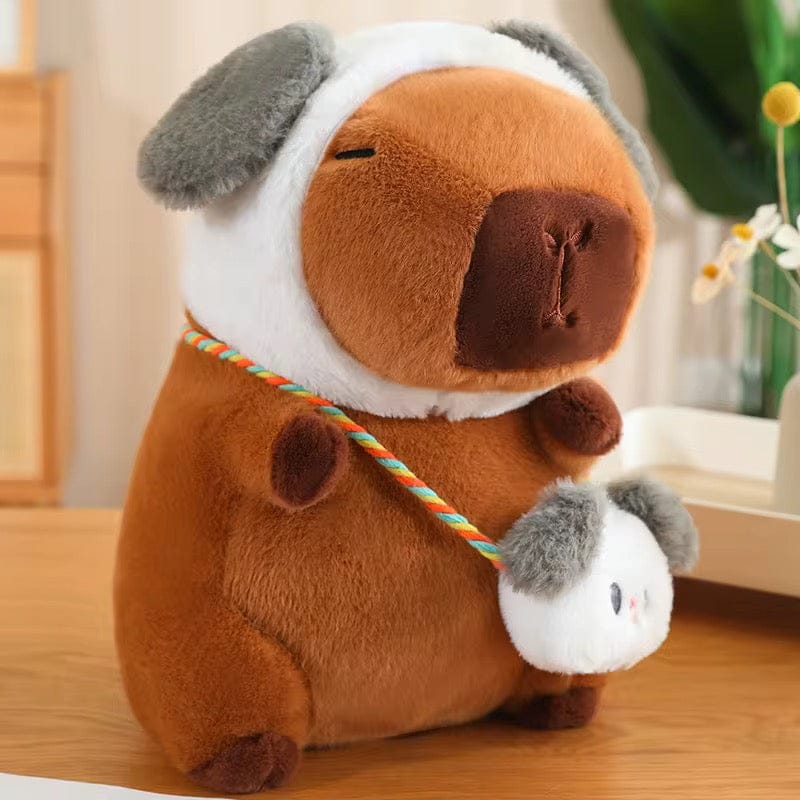 Creasowl Hond Capybara Knuffel – Schattige Capybara met Mutsje en Tasje - 25cm