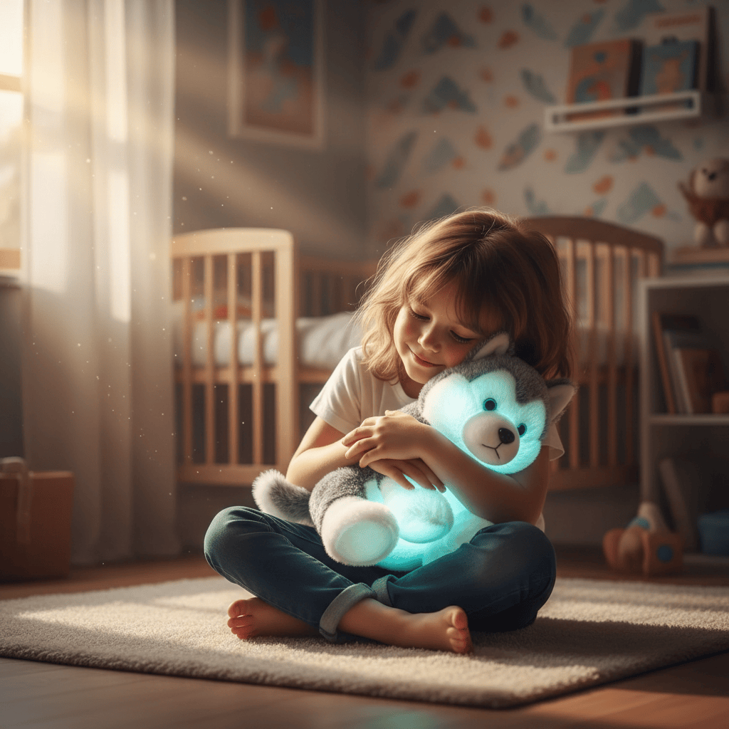 Creasowl Husky knuffel met licht - Knuffelhond 30 cm - Pluche speelgoed hond