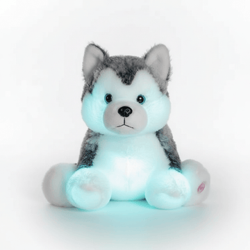 Creasowl Husky knuffel met licht - Knuffelhond 30 cm - Pluche speelgoed hond