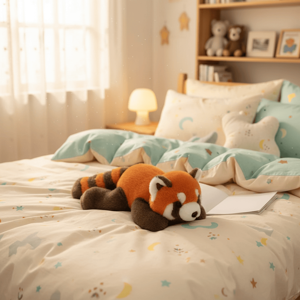 Creasowl Kawaii Rode Panda Knuffel 🐾 - Zacht Slaap Kussen & Cozy Metgezel 30cm - Licht verzwaard