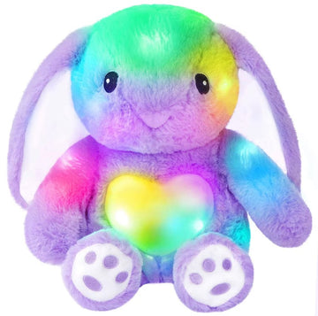 Creasowl Knuffel Konijn Paars met Licht – 30 cm – Zacht Pluche Konijntje – Lichtgevende Knuffel